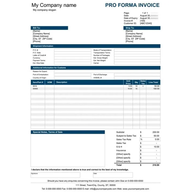 Proforma Invoice